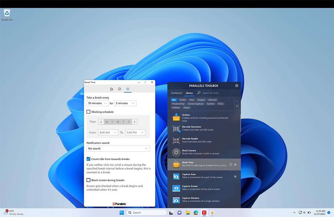 Break Time screen
